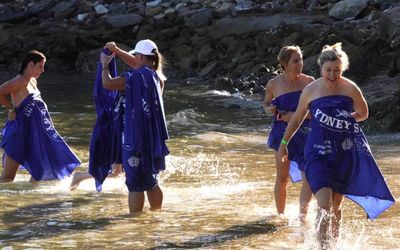 Bare bums and big hope for world record nudie dip