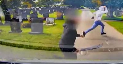 Vile thugs fight with hammers and axes as violent chaos descends on cemetery