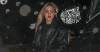 Gigi Hadid braves wet pre-Oscars party in leather jacket amid Leo DiCaprio romance rumours