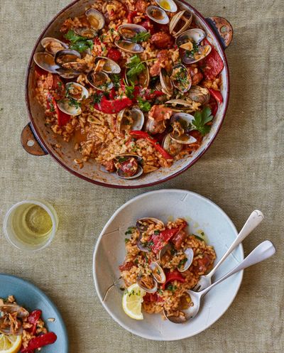 José Pizarro’s recipe for smoked pimentón clam rice with chorizo and roast peppers