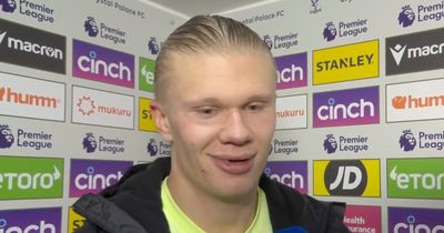 Erling Haaland gives trademark response to Sky Sports during awkward post-match interview