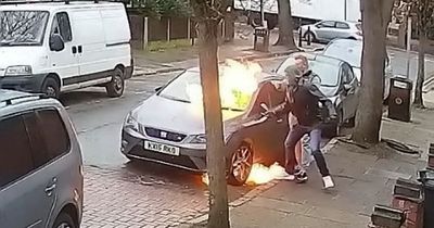 Row in restaurant ended in man setting fire to car