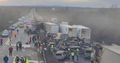 Budapest crash: Horrific 42-vehicle motorway pile-up as wreckage bursts into flames