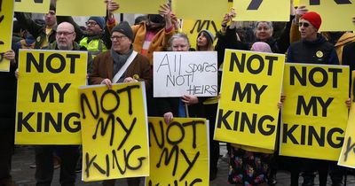 Protesters shout 'not my king' and surround Westminster Abbey ahead of royals arriving