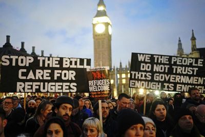 'Shame on them!': Stephen Flynn condemns Tory asylum bill at London protest