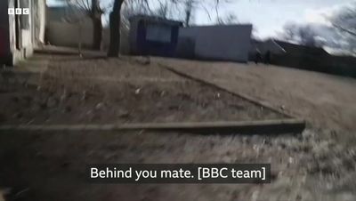 Watch: Moment BBC crew take cover after coming under fire in Ukraine