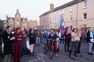 Protesters rally outside library as parents discuss schools and gender identity
