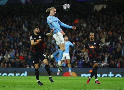 Erling Haaland reacts after smashing five past RB Leipzig