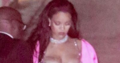 Pregnant Rihanna flashes $1.8million diamond belly chain at Beyonce and Jay Z's Oscars party