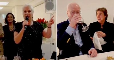 Denise Welch makes Tom Cruise giggle with very X-rated joke at Michael Caine's 90th