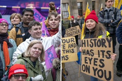 Who in Scotland is taking part in the Budget Day walkouts?