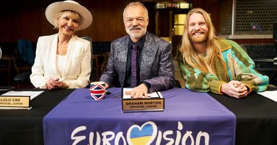 Graham Norton, Lulu and Sam Ryder judging Eurovision sketch talent