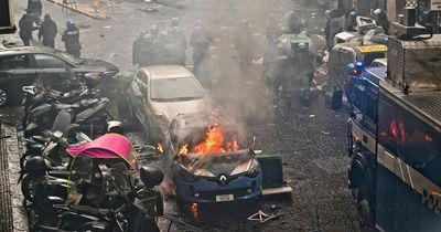 Eintracht Frankfurt fans clash with police as cars set alight ahead of Napoli Champions League encounter