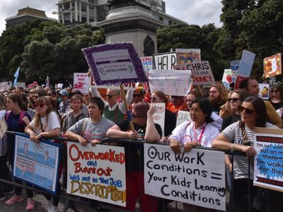 Teachers march off the job in NZ over pay, conditions