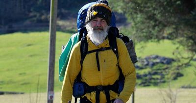 Long distance charity walker braves Galloway's snow and rain in a kilt