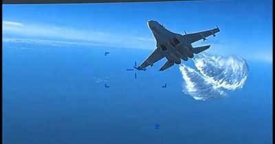 Moment US drone hit by Russian fighter jet over Black Sea