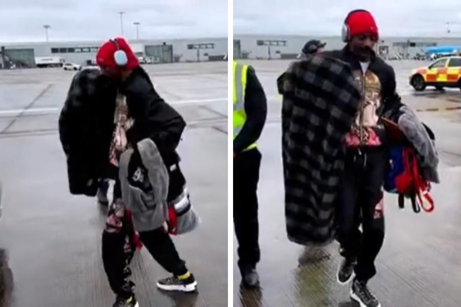 Watch Snoop Dogg dance to bagpipes on Glasgow Airport…