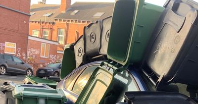 Police called after car buried under mountain of wheelie bins