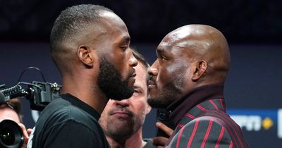 Leon Edwards and Kamaru Usman have intense staredown before UFC title fight