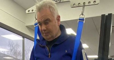 TV star and broadcaster Eamonn Holmes 'trying so hard' as he learns to walk using harness