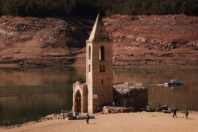 Church tower reemerges from parched reservoir in drought-hit Spain