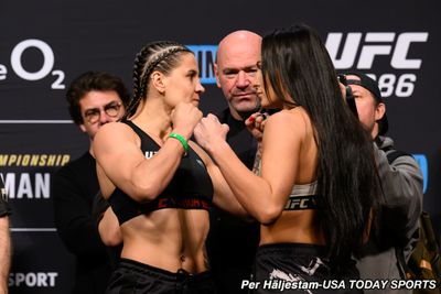 UFC 286 ceremonial weigh-in faceoff highlights and photo gallery