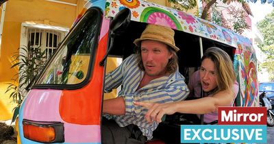 Meet the daring couple on a challenge to travel India in hippy-inspired rickshaw