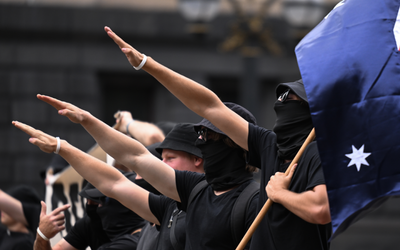 ‘No place here’: Victoria’s Daniel Andrews denounces neo-Nazis after clashes at trans-rights rally