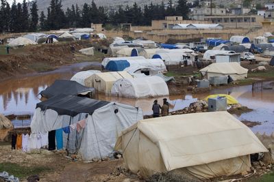 Floods destroy homes of quake survivors in northwestern Syria