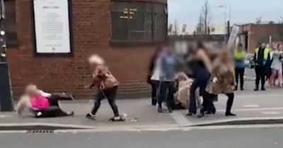 Mother's Day street brawl as group of women fight it out and someone screams 'get off'