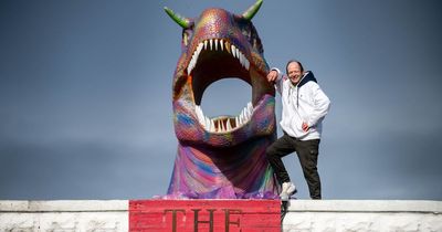 Giant light-up T-Rex head causes uproar in picturesque Scots village