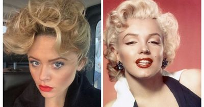 Emily Atack channels Marilyn Monroe as she embraces her natural curls in a series of stunning photos