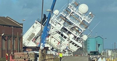 Massive Edinburgh boat lurches in Leith Docks as rescue operation launched