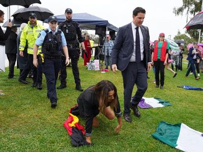 Thorpe crawls from cops after crashing anti-trans rally