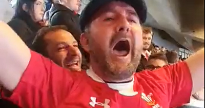 Lone Wales fan belts out anthem at Stade de France and French fans absolutely love it