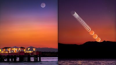 New moon glows with 'Earthshine' in incredible time-lapse photo series