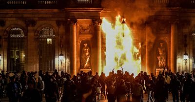 Bordeaux town hall seen ENGULFED in flames as protests turn streets into carnage