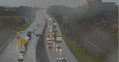 Car left on M80 central reservation after crash near Cumbernauld as police rush to scene