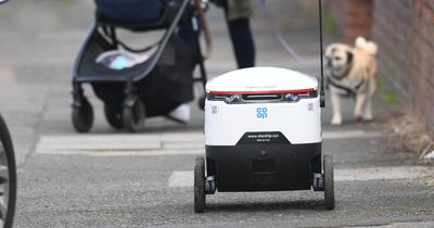 Wheeled robots bring space age shopping delivery from city stores to customer doorsteps