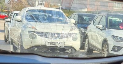 Puzzled dad spots vehicle wrapped in cling film in car park before Aldi worker explains