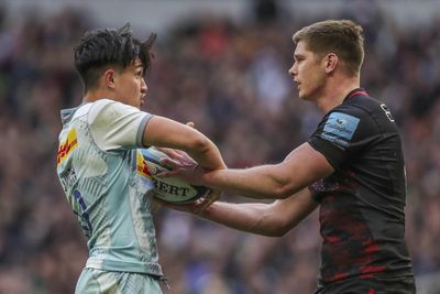 Owen Farrell gets better of England team-mate Marcus Smith before injury strikes