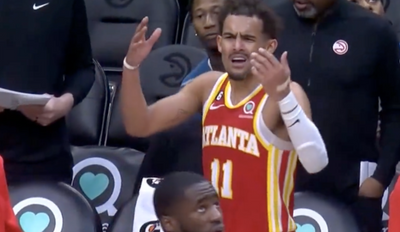 Trae Young looked flabbergasted after chucking a ball at a referee led to his quick ejection