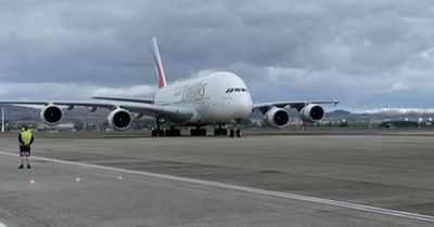 Emirates A380 plane lands at Glasgow Airport for first time since 2019