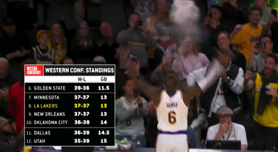LeBron James used his chalk toss intro despite coming off the bench for the Lakers