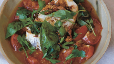 Recipe of the week: hake and soft tomatoes with chilli butter