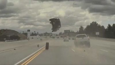 Tesla Dashcam Captures Insane Accident Where A Kia Takes Flight On The Freeway