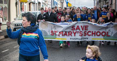 Hundreds take to streets of Fivemiletown to protest planned school closure