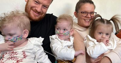 The three triplets who were born at 22 weeks - weighing a combined 2.8lbs
