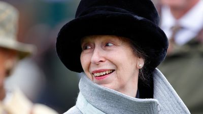 Princess Anne is the epitome of countryside chic in cool sunnies and a cozy pea coat for farm visit
