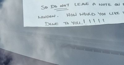 Driver defends 'entitled' parking across two spaces with brutal windscreen note